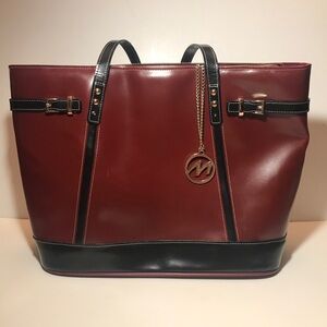 McKlein Serafina Burgundy/Black Laptop Travel Bag Business Tote Organizer Travel